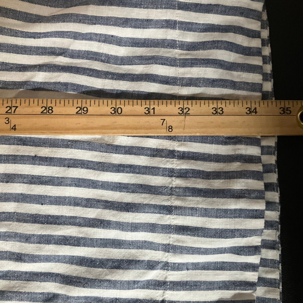 J.Crew Shift Dress Womens M Blue White 100% Linen Striped V-Neck Coastal Resort - Picture 7 of 9
